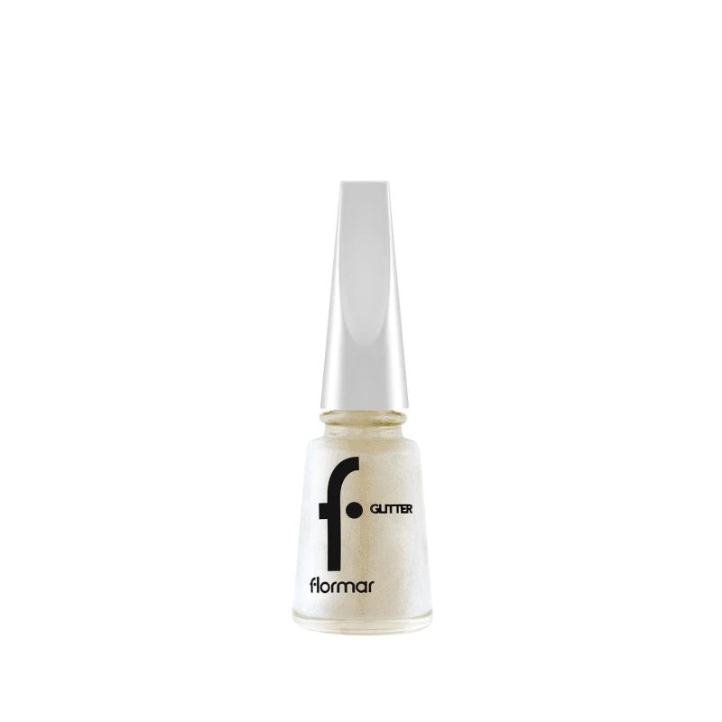 Flormar Glitter Nail Enamel GL12 White Pearl White Semi Transparent Glitter Nail Polish Pearl Effect High Shine Sparkling Finish Buildable Coverage Long Lasting Elegant Manicure 11ml - Flormar