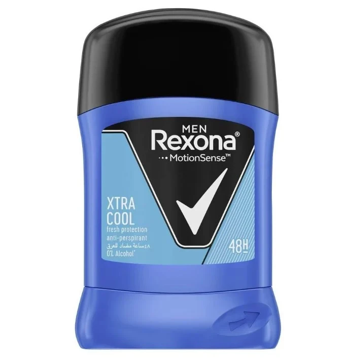 Rexona Men Xtra Cool Antiperspirant Stick, 48 Hour Protection Against Sweat and Odor, Refreshing Scent, Suitable for Daily Use, Convenient 40g Stick, Long Lasting Freshness - Rexona