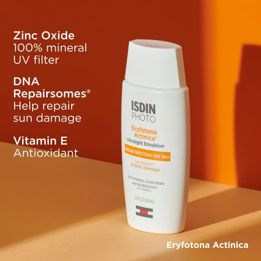 ISDIN Eryfotona Actinica SPF 50+ | Mineral Sunscreen for Face with Zinc Oxide | 100% Mineral UV Filters | No White Cast, Suitable for Sensitive Skin, Dermatologist Recommended - Isdin - Image 3