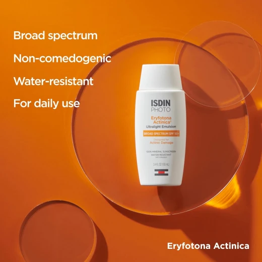ISDIN Eryfotona Actinica SPF 50+ | Mineral Sunscreen for Face with Zinc Oxide | 100% Mineral UV Filters | No White Cast, Suitable for Sensitive Skin, Dermatologist Recommended - Isdin - Image 2