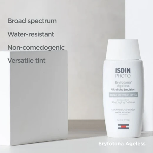 إيسدين إيريفوتونا إيجلس إيمولشن خفيفة جداً SPF50 سعة 100 مل، واقي شمس متقدم للوجه، يوفر حماية عالية من الأشعة فوق البنفسجية، تركيبة خفيفة غير دهنية، مناسب للاستخدام اليومي لجميع أنواع البشرة - ايسدن - Image 3
