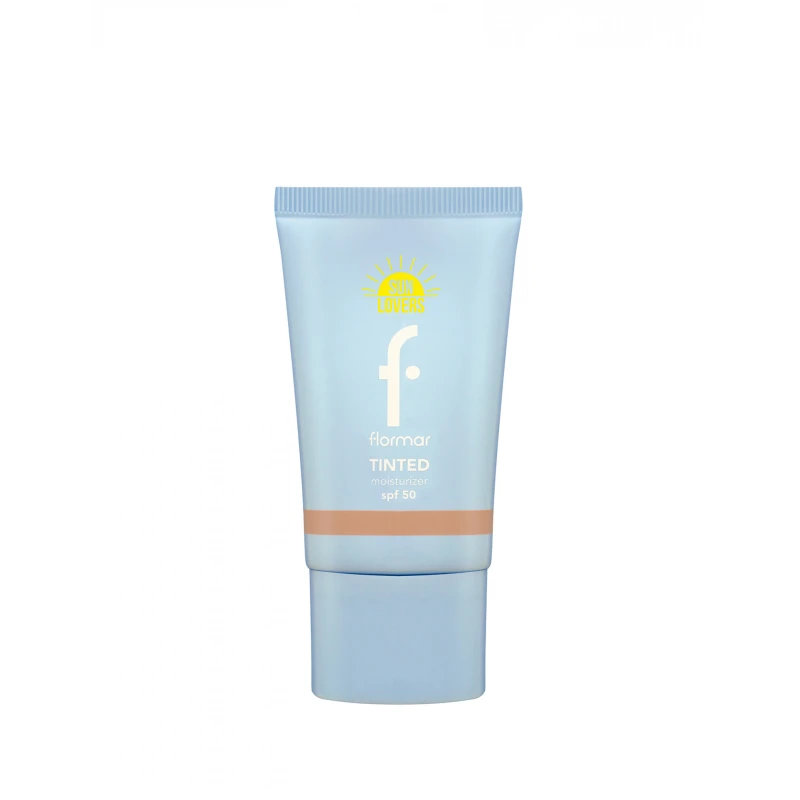 Flormar Tinted Moisturizer SPF50 Caramel 008 Lightweight Tinted Sunscreen Moisturizer with Natural Coverage and Skin Tone Evenness Radiant Glow - Flormar