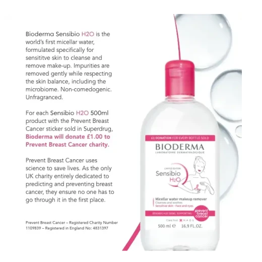 Bioderma Sensibio H2O Micellar Water Makeup Remover 500ml, Gentle Cleanser for Sensitive Skin - Image 4