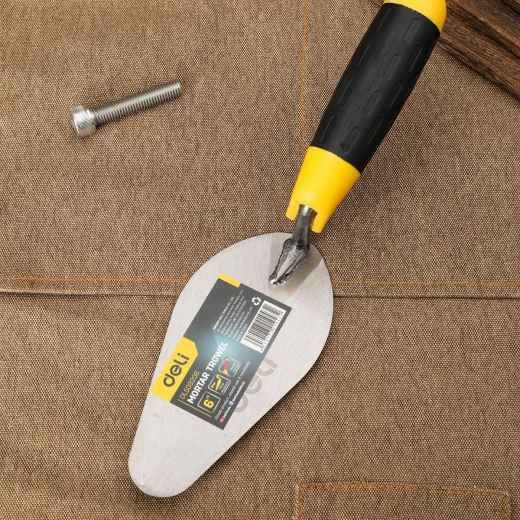 Deli EDL509206 6 Inch Bricklaying Trowel Manganese Steel Construction Tool for Durable Brickwork and Masonry Projects Professional Grade 6" Size - Deli - Image 2