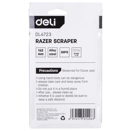 Deli EDL4723 Basic Scraper 145mm HIPS Handle Alloy Blade 10-Piece Set - Deli - Image 7