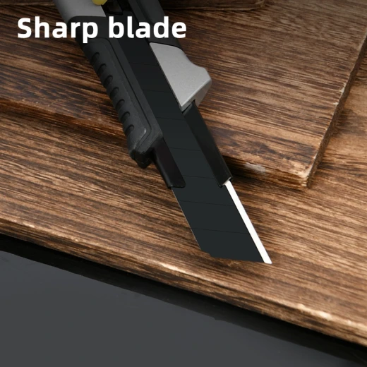 Deli 18mm Aluminum Alloy Utility Knife SK2 Blade TPR ABS Body Standard Color - Deli - Image 2