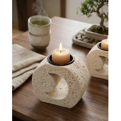 Crescent-shaped candle holder – 12.5 cm, an elegant Ramadan decoration piece that adds a spiritual touch and special atmosphere to the home during Ramadan and religious occasions, and can be used as an incense burner