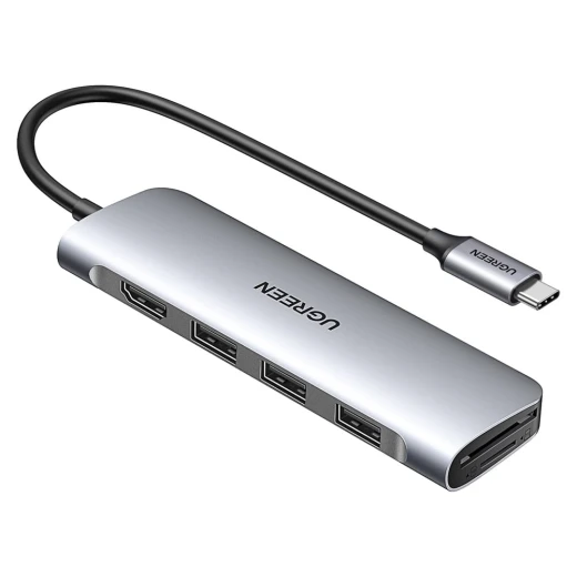 محول يو جرين 6 في 1 USB-C منفذ HDMI 4K قارئ بطاقات SD/TF 3 منافذ USB 3.0 - يوجرين - Image 4