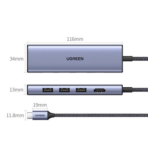 محول يو جرين CM511 USB-C إلى HDMI مع 3 منافذ USB-A 3.0 وقارئ بطاقات SD/TF - يوجرين - Image 8