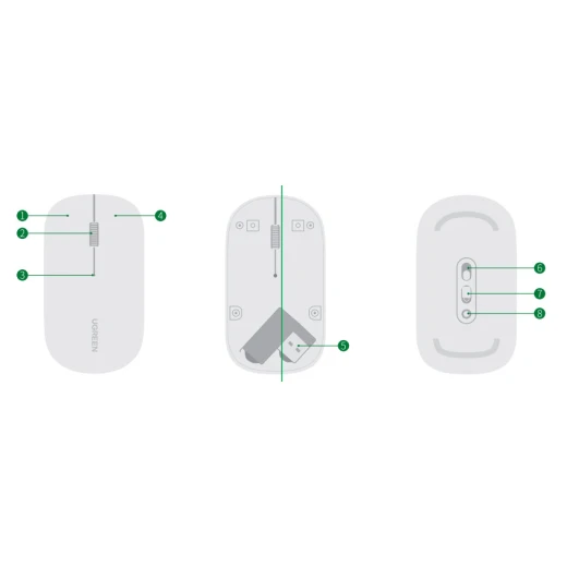 UGREEN PC Mouse Wireless Quiet With 4000 DPI, 2.4GHz Connection, 18 Months Battery Life, USB Wireless Mouse Compatible With Laptop Computer Windows 11 macOS Linux (Grey) - Ugreen - Image 2