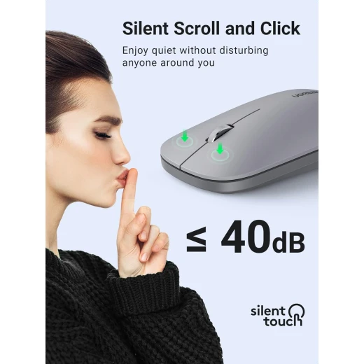 UGREEN PC Mouse Wireless Quiet With 4000 DPI, 2.4GHz Connection, 18 Months Battery Life, USB Wireless Mouse Compatible With Laptop Computer Windows 11 macOS Linux (Grey) - Ugreen - Image 8