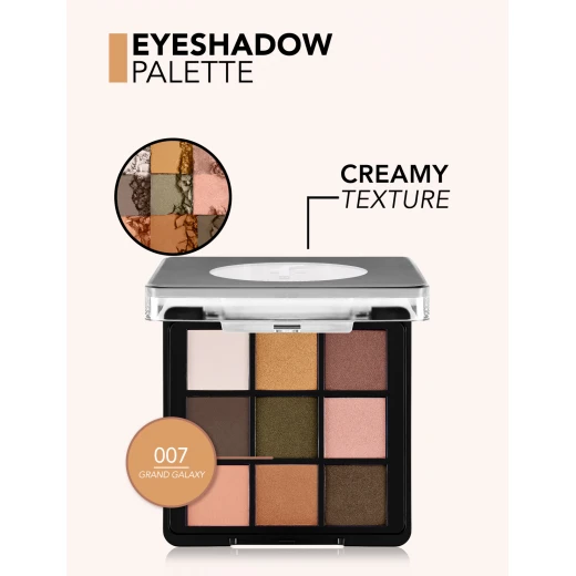 Flormar Grand Galaxy Eyeshadow Palette 007, Pearl and Semi-Matte Finish, 10 Shades, 9g - Image 3