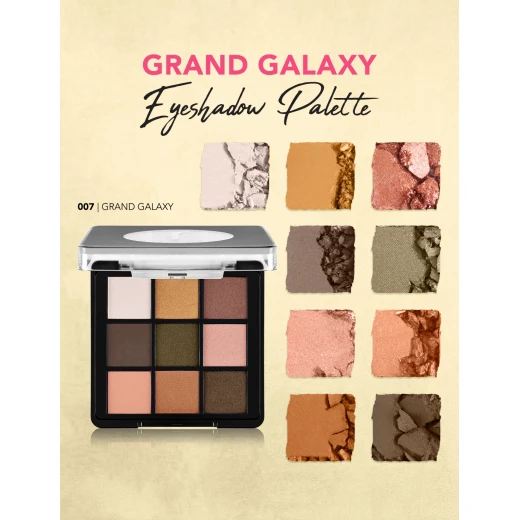 Flormar Grand Galaxy Eyeshadow Palette 007, Pearl and Semi-Matte Finish, 10 Shades, 9g - Image 5