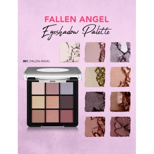 Flormar Follow Your Heart Eyeshadow Palette 001 Fallen Angel – 9-Color Eyeshadow Palette with Matte & Shimmer Finishes, Highly Pigmented, Blendable Formula, Long-Lasting Wear, Perfect for Creating Soft to Bold Eye Makeup Looks - Image 2