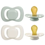 B.Box Natural Rubber Pacifier Set 2 Pieces for Babies 6 Months Plus Sage and Vanilla Colors BPA Free Orthodontic Design Promotes Healthy Oral Development Durable and Safe - B.Box