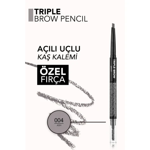 Flormar Triple Brow Pencil EBP-004 Ash, Long-Lasting Eyebrow Definition, Natural Look - Image 3