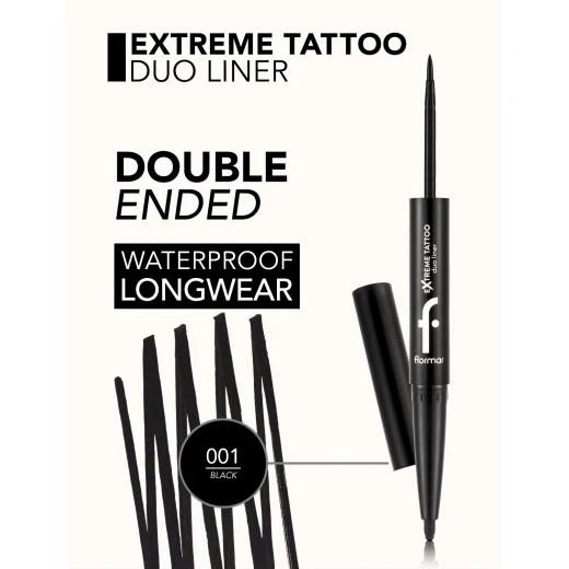 Flormar Extreme Tattoo Waterproof Eye & Brow Liner 01 Black 2.66g – Long-Lasting Dual-Use Pencil for Defining Eyes and Brows with Intense Color, Smooth Application, and Waterproof Formula for All-Day Wear - Image 3