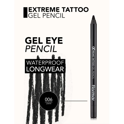 Flormar Extreme Tattoo Gel Pencil Intense Color 06 Black Waterproof Eyeliner 1.2g - Image 6