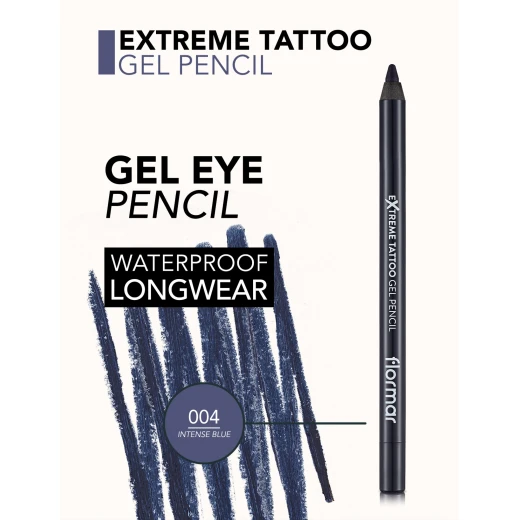 Flormar Extreme Tattoo Gel Pencil Intense Blue 004 Waterproof Eyeliner 1.2g - Image 7