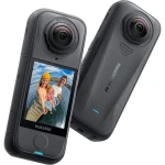 كاميرا Insta360 X4 Air 360 درجة حزمة قياسية سوداء فيديو 8K و 5.7K فيديو 360 درجة مقاومة للماء حتى 10 أمتار مثالية للسفر والرياضات - انستا 360