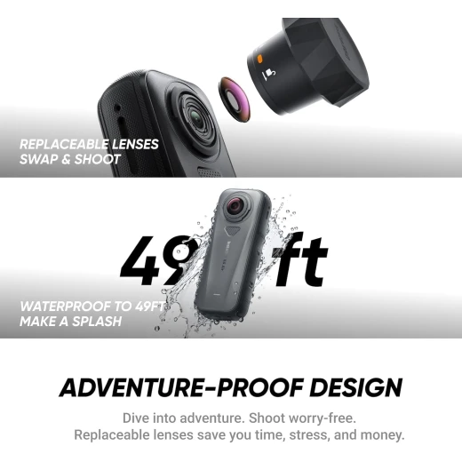Insta360 X4 مجموعة كاميرا حركة 360 درجة، فيديو 8K مذهل، عصا سيلفي غير مرئية، تصميم مقاوم للماء، أسود، لتجارب لا تُنسى. - انستا 360 - Image 6