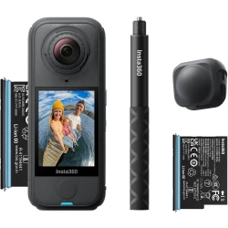 Insta360 X4 مجموعة كاميرا حركة 360 درجة، فيديو 8K مذهل، عصا سيلفي غير مرئية، تصميم مقاوم للماء، أسود، لتجارب لا تُنسى.