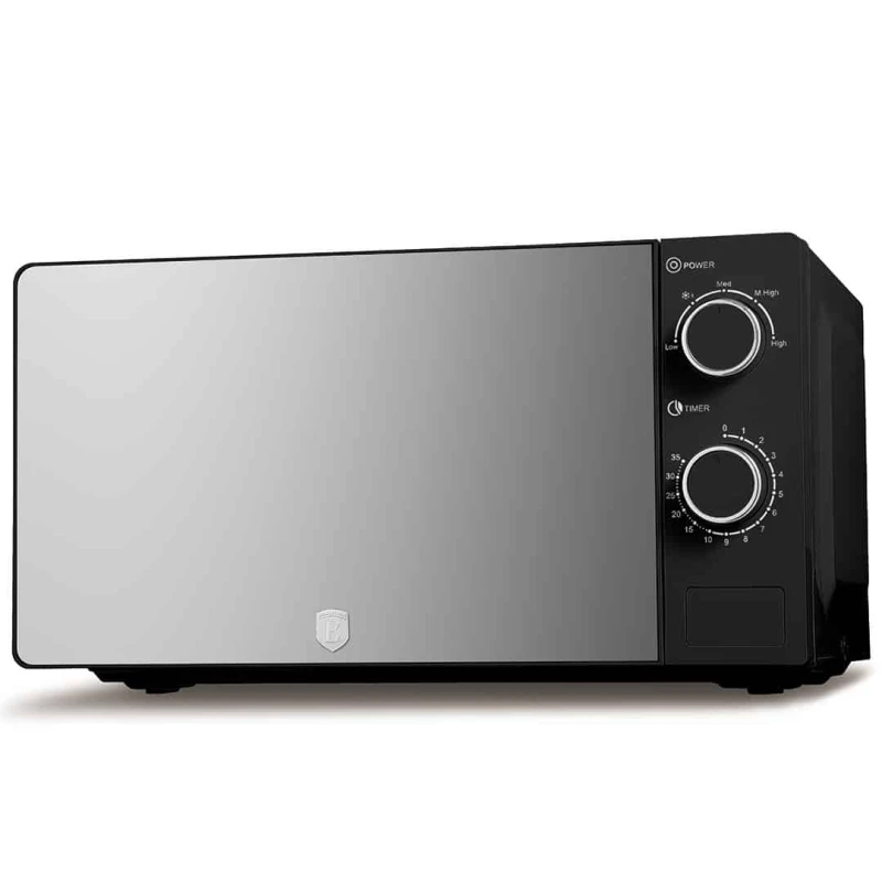 Berlinger Haus Matte Black 20L Mechanical Microwave Oven with Mirror Door