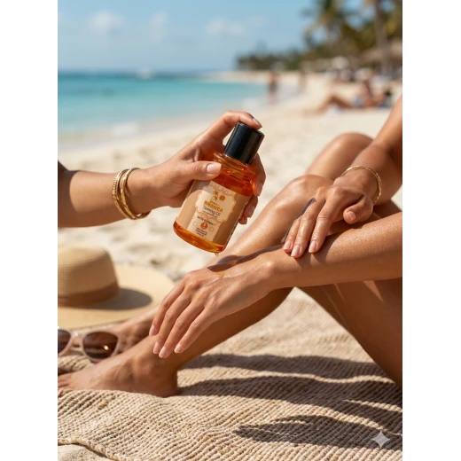 زيت تسمير طبيعي SPF 6 مع فيتامين E وزيت الجزر وزيت الأرجان 120 مل – زيت برونز للتسمير والترطيب بلمعان طبيعي للبشرة - برونزا - Image 2