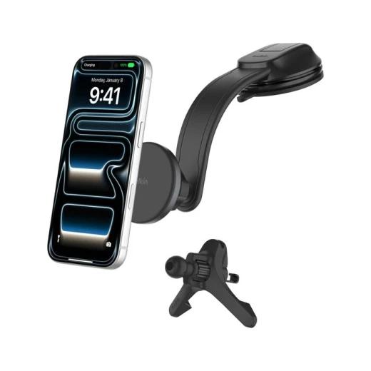 شاحن سيارة لاسلكي مغناطيسي Belkin BoostCharge، شحن سريع Qi2، أسود شاحن سيارة لاسلكي مغناطيسي Belkin BoostCharge، شحن سريع Qi2، أسود