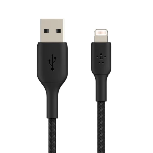 كابل شحن Belkin BoostCharge مضفر لجهاز iPhone، أسود بطول 3.3 قدم - Image 3