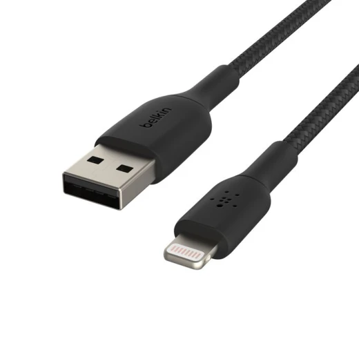 كابل شحن Belkin BoostCharge مضفر لجهاز iPhone، أسود بطول 3.3 قدم - Image 2