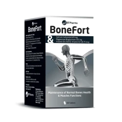 BT Pharma BoneFort 60 أقراص مكمل غذائي للكالسيوم وفيتامين د3 لصحة العظام