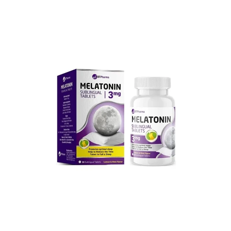 PT Pharma Melatonin 3mg Sublingual Tablets 60 Count for Sleep Aid - BT PHARMA