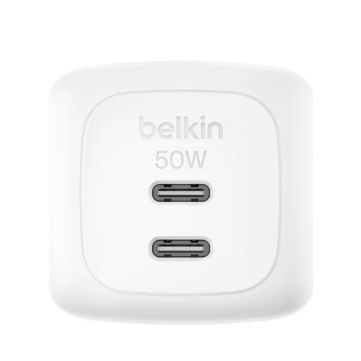 Belkin 50W Dual Port USB C GaN Wall Charger, Fast Charging for iPhone, Samsung, iPad, Chromebook, White - Belkin - Image 2