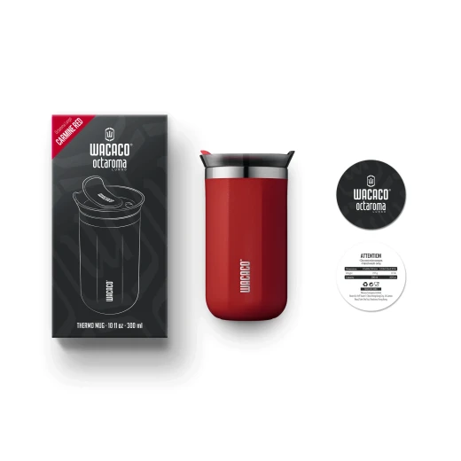 Wacaco Octaroma Lungo Carmine Red 10oz Vacuum Insulated Travel Mug, Spill Proof - WACACO - Image 2
