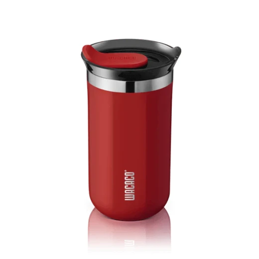 Wacaco Octaroma Lungo Carmine Red 10oz Vacuum Insulated Travel Mug, Spill Proof