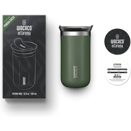 Wacaco Octaroma Vacuum Insulated Mug 300ML – Green, Double Wall Stainless Steel Travel Mug, Keeps Drinks Hot or Cold for Longer, Leakproof Lid, Lightweight Portable Design for Coffee, Tea and Daily Use - WACACO - Image 5