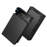علبة قرص صلب خارجي UGREEN US222-50424B لتوصيل USB 3.0 إلى SATA، علبة قرص صلب مع محول طاقة 12 فولت 2 أمبير - أسود - يوجرين