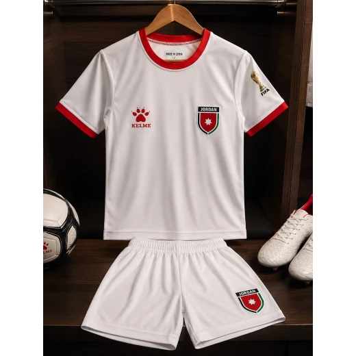 طقم منتخب الأردن للأطفال – تيشيرت وشورت أبيض مع اسم يزن ورقم 11، لعمر12-13 سنوات - إيليت سبورت - Image 5