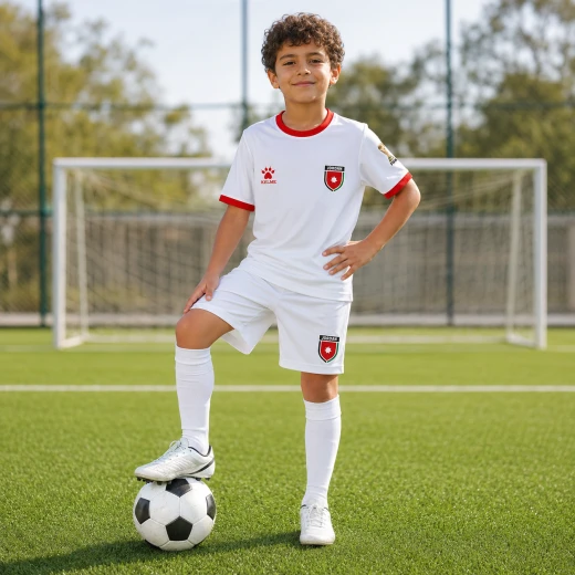 طقم منتخب الأردن للأطفال – تيشيرت وشورت أبيض مع اسم يزن ورقم 11، لعمر12-13 سنوات - إيليت سبورت - Image 3