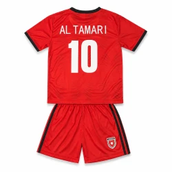 طقم منتخب الأردن لكرة القدم للأطفال – تيشيرت وشورت أحمر مع رقم 10، مقاسات من12-13 سنوات