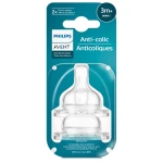 Philips Avent Anti Colic Flow 3 Teats (3m+) 2 Pack, Soft Silicone Nipples for Baby Bottles - Philips Avent