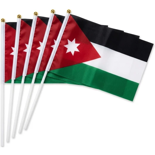 علم يدوي صغير الأردن مقاس 20×28 سم – علم مصغر عالي الجودة للمناسبات والتشجيع