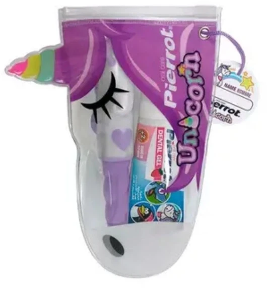 Pierrot Unicorn Dental Kit for Kids, Toothbrush and Toothpaste Set - Pierrot