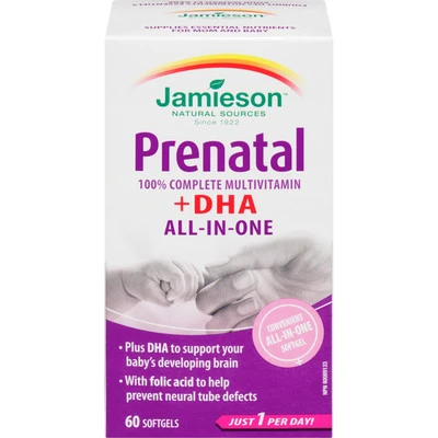 Jamieson Prenatal Complete with DHA and EPA 60 Capsules, Vitamins and Minerals for Pregnancy Jamieson Prenatal Complete with DHA and EPA 60 Capsules, Vitamins and Minerals for Pregnancy