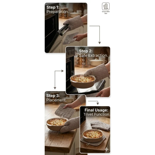 Custom Oven Mitts and Pot Holders – Heat Resistant Kitchen Set for Hand Protection, Comfortable and Safe Design, Ideal for Cooking, Baking, and Grilling, Durable and Easy to Clean Materials - Kitchen house - Image 3