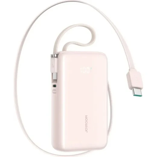 بنك طاقة جوي روم JR PR2L 10000 مللي أمبير في الساعة 35 واط USB C، كابل مدمج، وردي بنك طاقة جوي روم JR PR2L 10000 مللي أمبير في الساعة 35 واط USB C، كابل مدمج، وردي