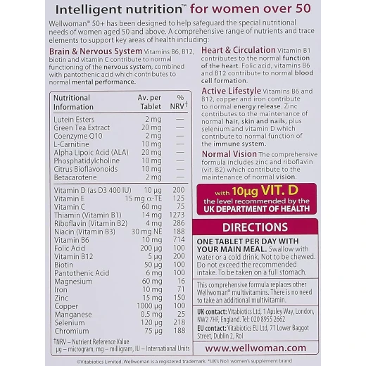 Wellwoman 50+ Multivitamin Tablets for Women, Advanced Formula, 30 Count - Image 3