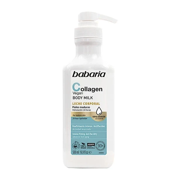 Babaria Vegan Collagen Body Milk 500ml, Intensive Hydration, Cruelty Free, Daily Use - Babaria