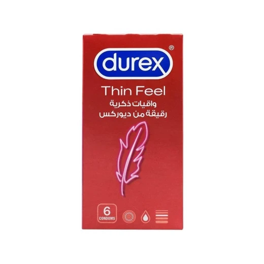Durex Thin Feel Condoms 6 Count, Ultra Thin, Enhanced Sensitivity